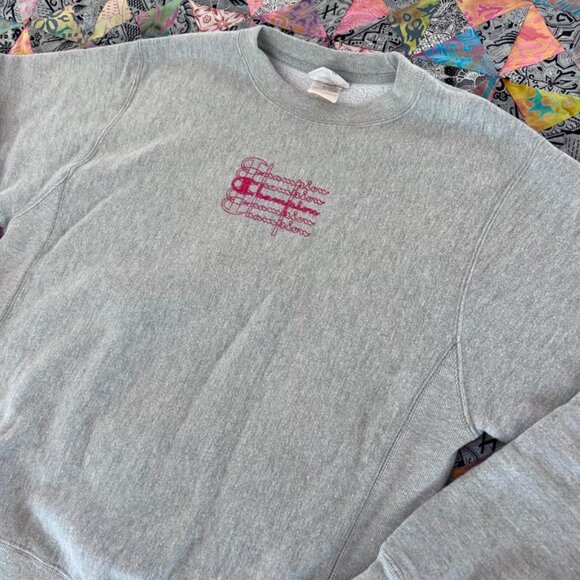 Vintage 90s Champion Reverse Weave Sweatshirt Script Size Small Heather Grey - Picture 2 of 8